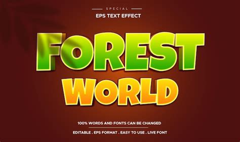 Premium Vector Editable 3d Forest World Text Effect