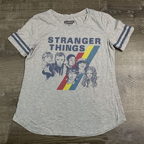 Stranger Things Womans Short Sleeve Graphic Gray Size Gem