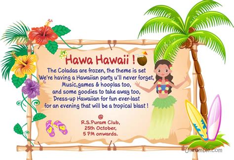 Hawaiian Party Theme Rectangular Invitations