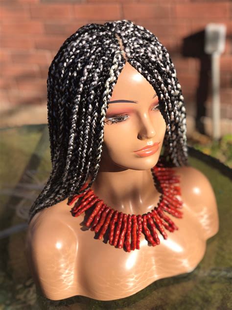 braided ombré wig salt and pepper mix the length in the picture etsy