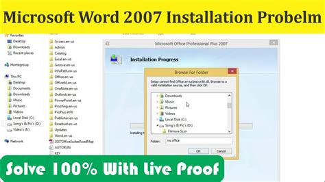 Microsoft Word 2007 Install Problem Setup Cannot Find Browse To A