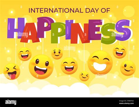 World Happiness Day Celebration Vector Illustration With On 20 March