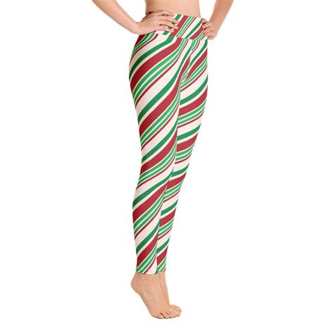 Candy Cane Striped Christmas Leggings Etsy