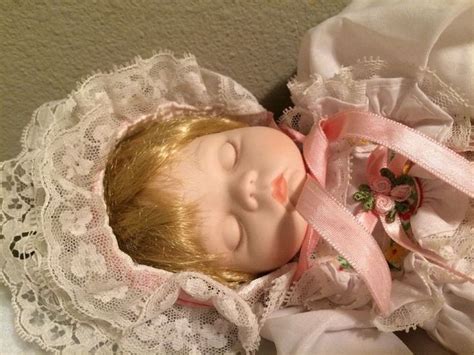 14 Porcelain Sleeping Baby Doll In Christening Gown No Markings