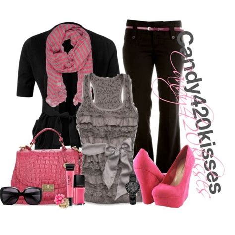 Pink Grey Black Created By Candy420kisses On Polyvore Classy Outfits