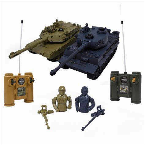Rc Remote Control Battle Tanks Set Of 2 Military Infrared Turret Rotate