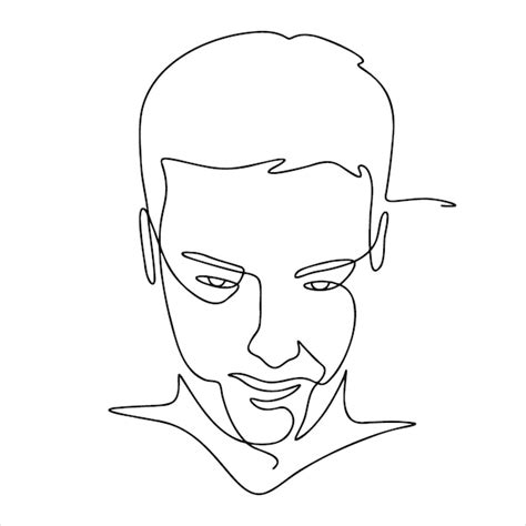 Premium Vector Man One Line Art Drawing Face Portrait Continuous Line