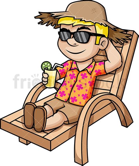 Man Enjoying Summer Vacation Cartoon Vector Clipart Friendlystock