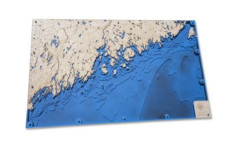 Gulf Of Maine 20x 32 3d Bathymetry Topographic Wood Sea Art Ze
