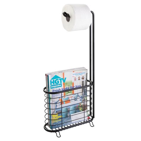 The height is just perfect for your reach from the. mDesign Free Standing Toilet Paper Holder with Newspaper ...