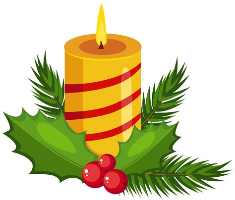 Christmas Candle And Holly Clip Art Library