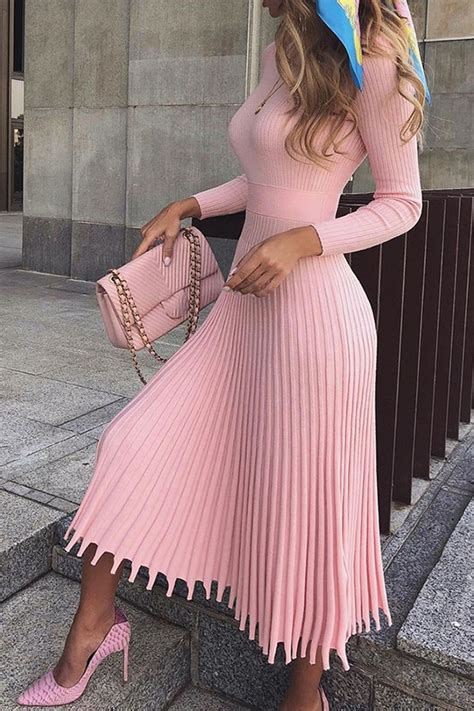 pink colour outfit with fashion accessory casual wear casual style dresses and skirts a