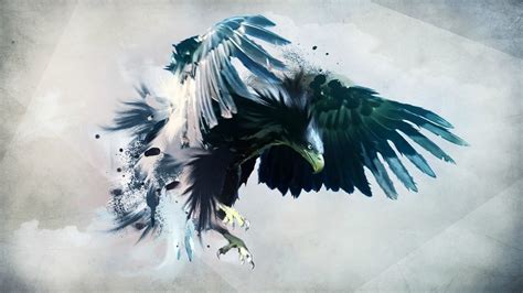 Wallpaper Ilustrasi Biru Penerbangan Burung Rajawali Sayap