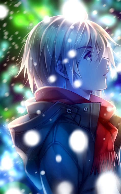 Download 1600x2560 Anime Boy Profile View Red Scarf