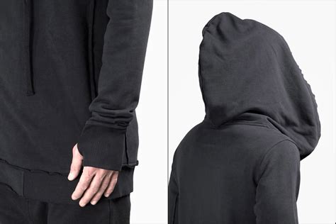 2016 Mens Black Hoodie Asymmetric Zip Closure Gloves Sleeve