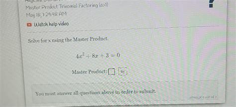 Answered Solve For X Using The Master Product 4x² 8x 3