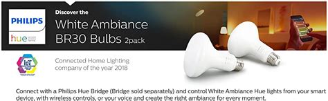 Philips Hue 2 Pack White Ambiance Br30 60w Equivalent Dimmable Led