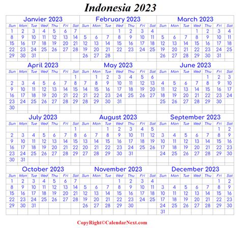 Indonesia 2023 Calendar With Holidays Calendar Next