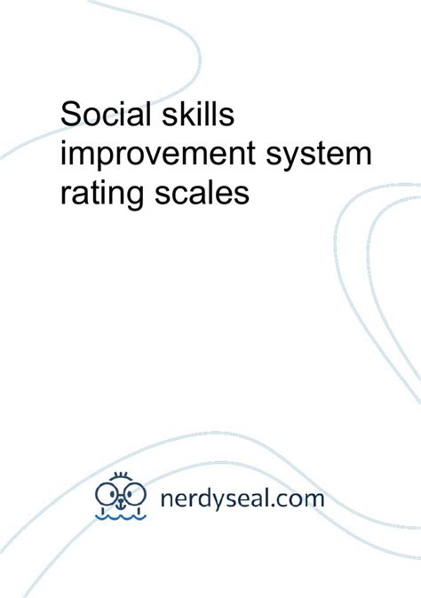 Social Skills Improvement System Rating Scales 3275 Words Nerdyseal