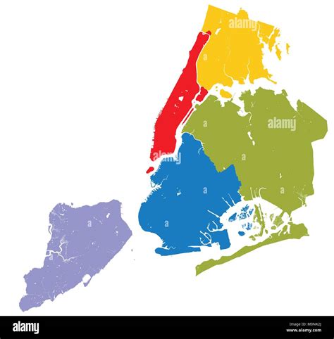 High Resolution Outline Map Of New York City With Nyc Boroughs Each
