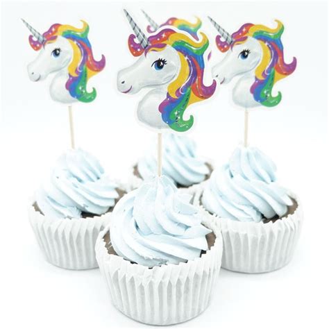 Buy 24pcs Unicorn Cupcake Toppers Picks For Happy