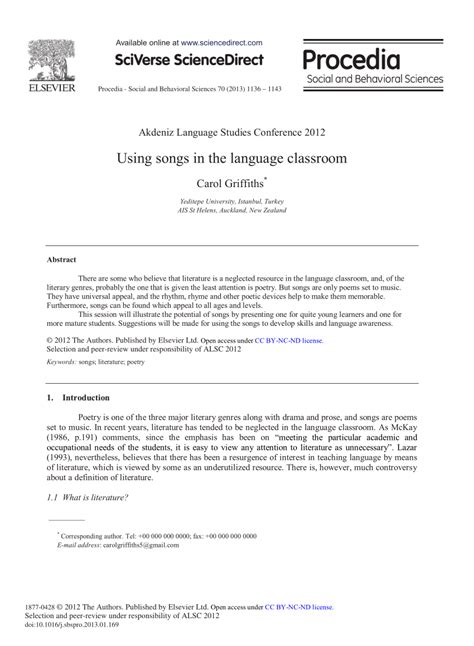 With all this research proving the positive impacts of music on the i felt playing music during reading or writing activities too much of a distraction for some students so i kept that to a minimum. (PDF) Using Songs in the Language Classroom