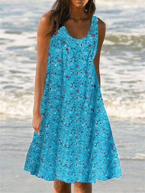 Plus Size Floral Print Beach Women Summer Midi Dresses Justfashionnow