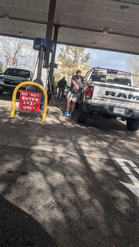 Sam's gas stations are one way, there are signs posted and all over the