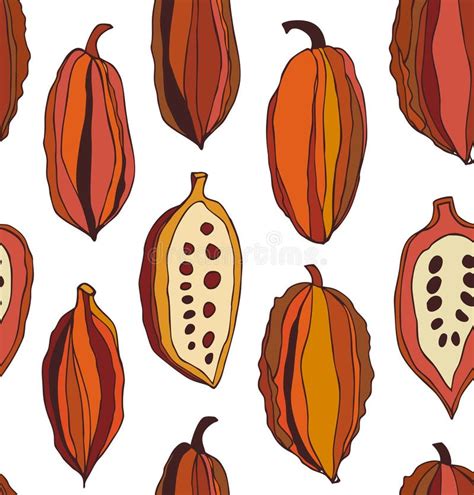 Seamless Pattern With Cocoa Beans Decorative Vector Colorful Chocolate