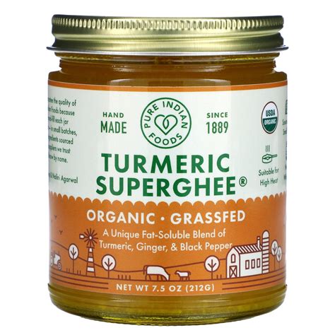 Pure Indian Foods Organic Turmeric Superghee 7 5 Oz 212 G IHerb