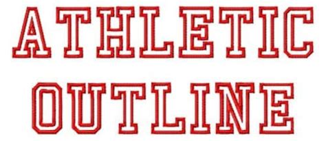 Athletic Outline Machine Embroidery Fonts 1393