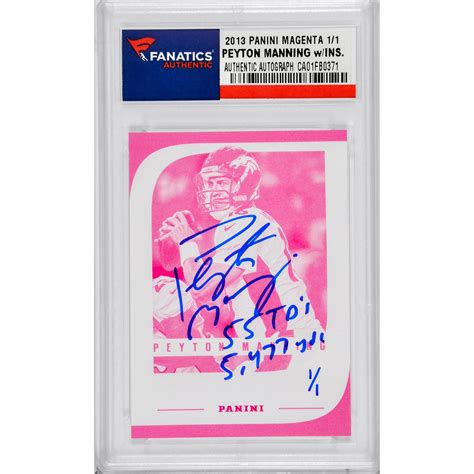 Peyton Manning Denver Broncos Autographed 2012 Panini Magenta Card With
