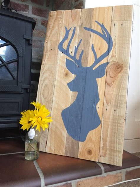 Pallet Art Wooden Canvas Hand Painted Stag Etsy Pallet Art Wooden
