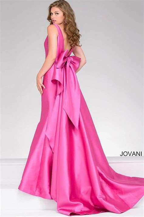 fuchsia mermaid bow back prom dress 41644 prom dresses jovani dresses v neck prom dresses