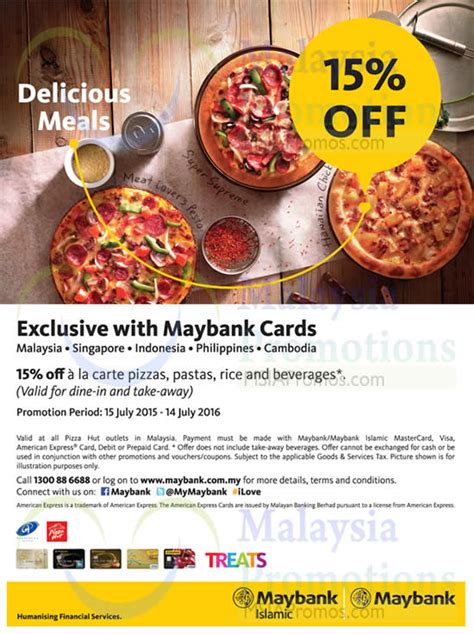 Find below customer service details of pizza hut restaurant in malaysia, including phone and address. Pizza Hut 15% Off For Maybank Cardmembers 15 Jul 2015 - 14 ...