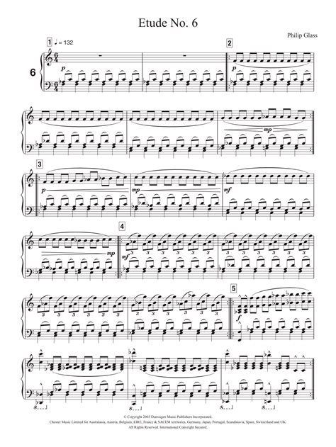 Etude No 6 Sheet Music Philip Glass Piano Solo