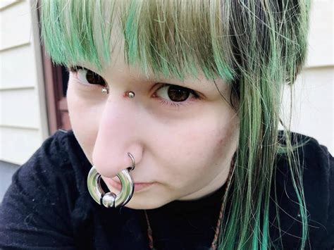 Women With Huge Septums Face Piercings Double Nostril Piercing