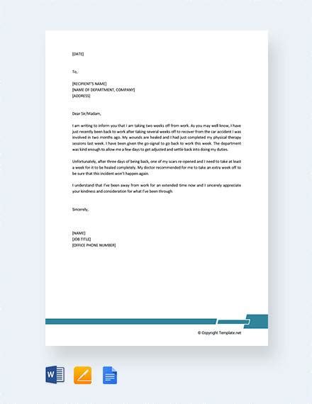 FREE Formal Excuse Letter Templates Samples In MS Word Google Docs Pages PDF