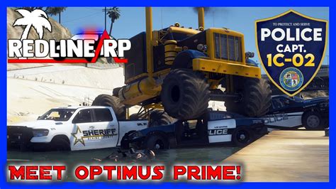 Gta 5 Roleplay Redlinerp Optimus Prime Destroying Cops 206 Youtube