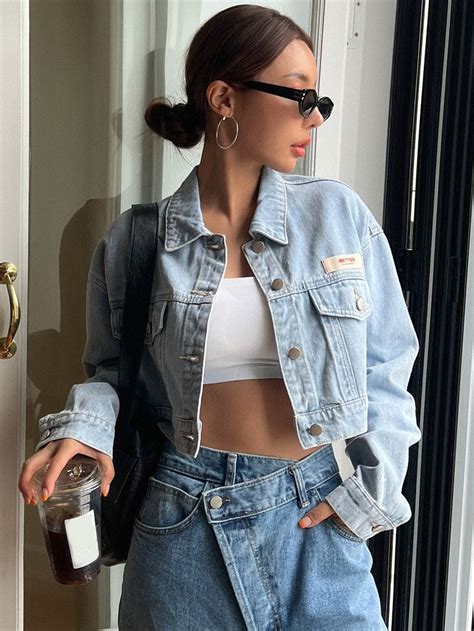 Basic Outfits Cool Outfits Summer Outfits Cropped Denim Jacket