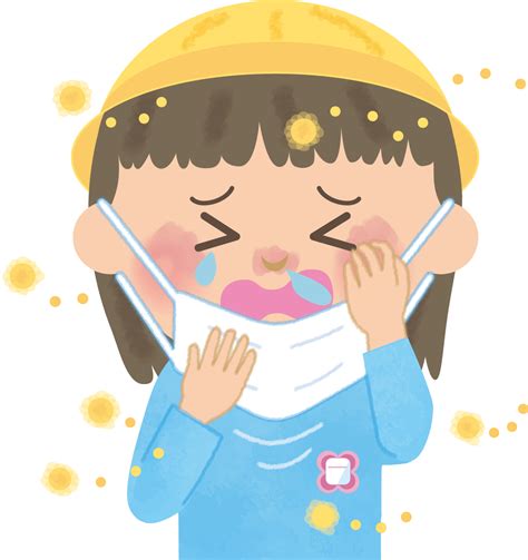 Girl Kindergarten Child Hay Fever Illustration Mask Sneezing Snot