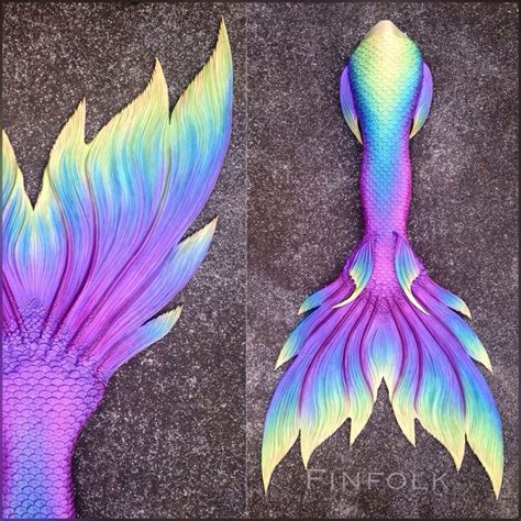 Finfolk Productions Gorgeous Purpleyellowblue Silicon Mermaid Tail