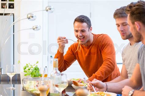 Men Eating Lunch Stock Image Colourbox