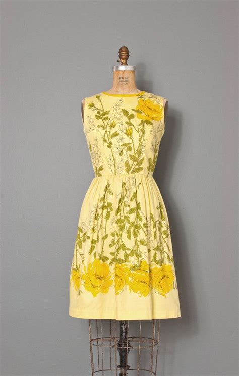 Vintage 1960s Dress 60s Dress Yellow Floral Dress Vera Etsy
