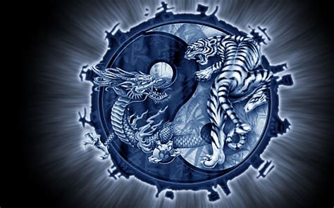 Abstract Dreamy Fantasy Dragons Tigers Yin Yang Id 125368 Dragon