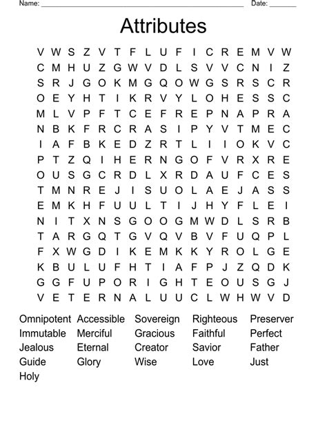 Attributes Of God Word Search Wordmint