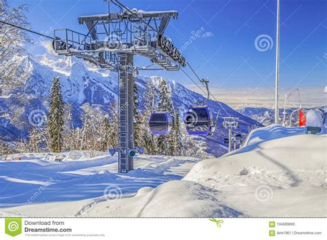 Ski Elevator In The Resort Laura Gazprom Near Sochi Russia On