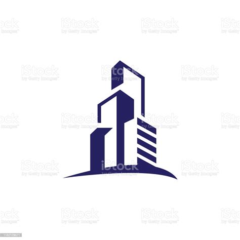 Building Logo Design In Modern Graphic Style Stock Illustration
