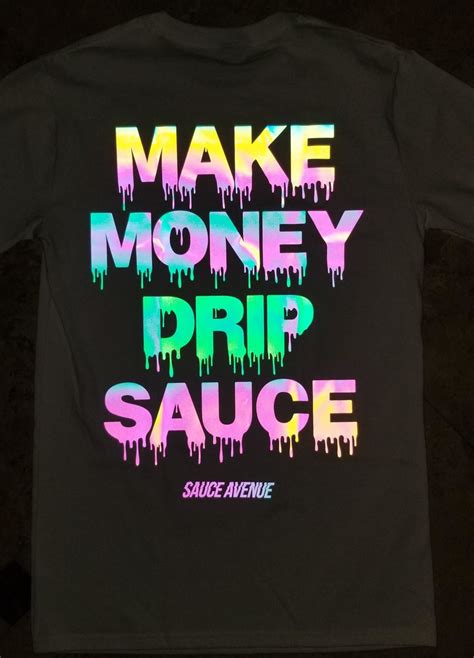 A projection or groove on the underside of a cornice, windowsill, or molding that prevents rain from running down the wall below. Holographic Reflective Make Money Drip Sauce | Sauce Avenue