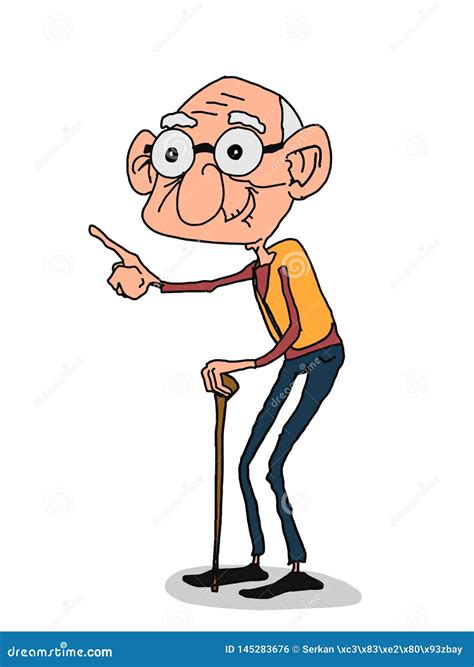 Old Man Characters Cartoon Illustration Speech Bubble White Background